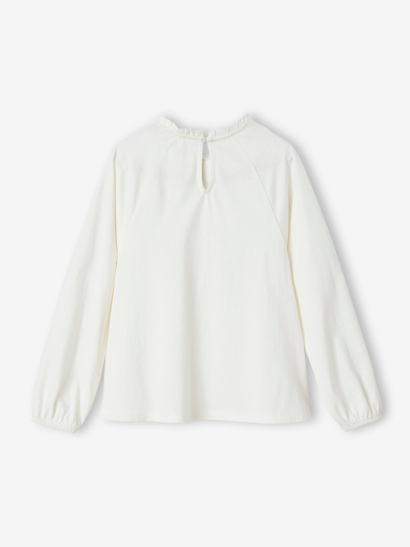Tee-shirt blouse détail en broderie anglaise fille rose poudré