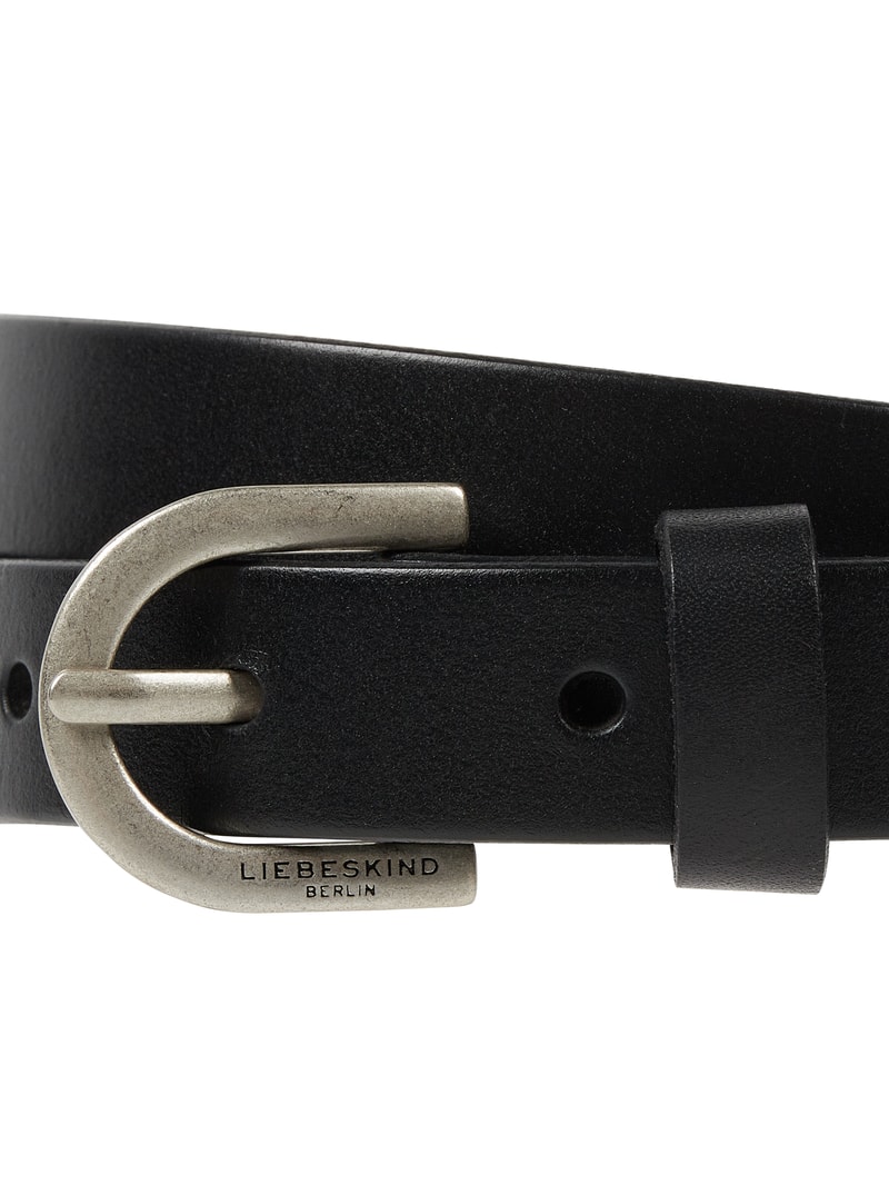 Ledergürtel mit Dornschließe in schwarz