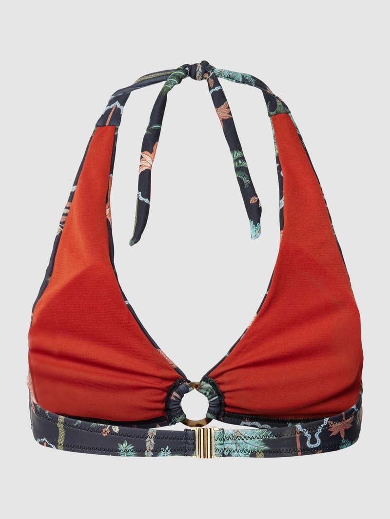 Bikini-Oberteil mit Allover-Muster in schwarz