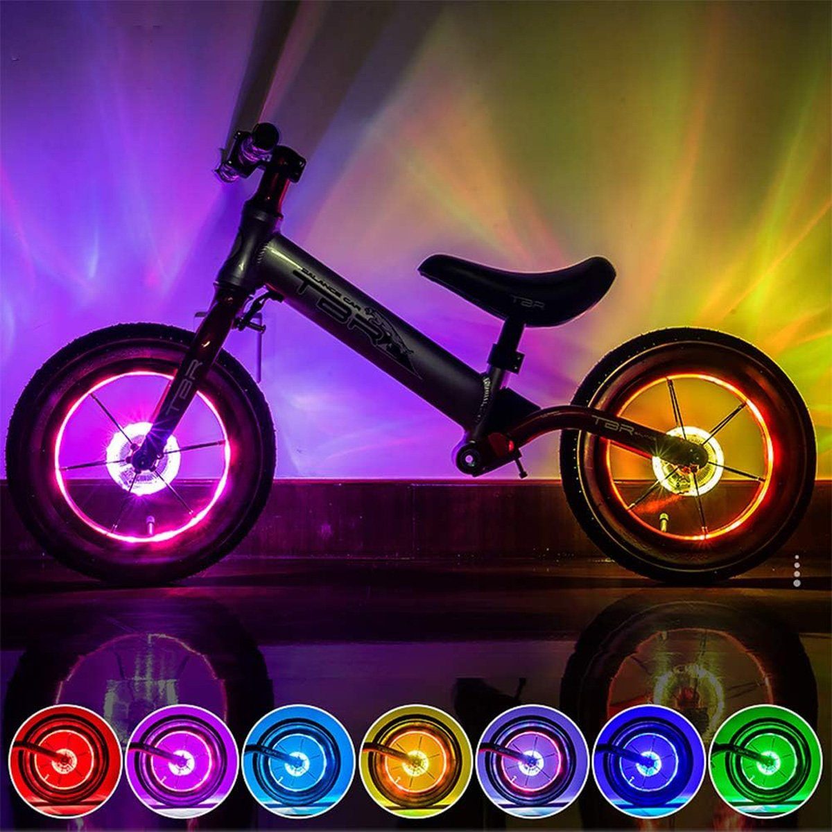 Yoyaxi Fahrradbeleuchtung Kinder-Scooter, LED-Licht, USB, 7 Farben, 18 Modi, wasserdicht