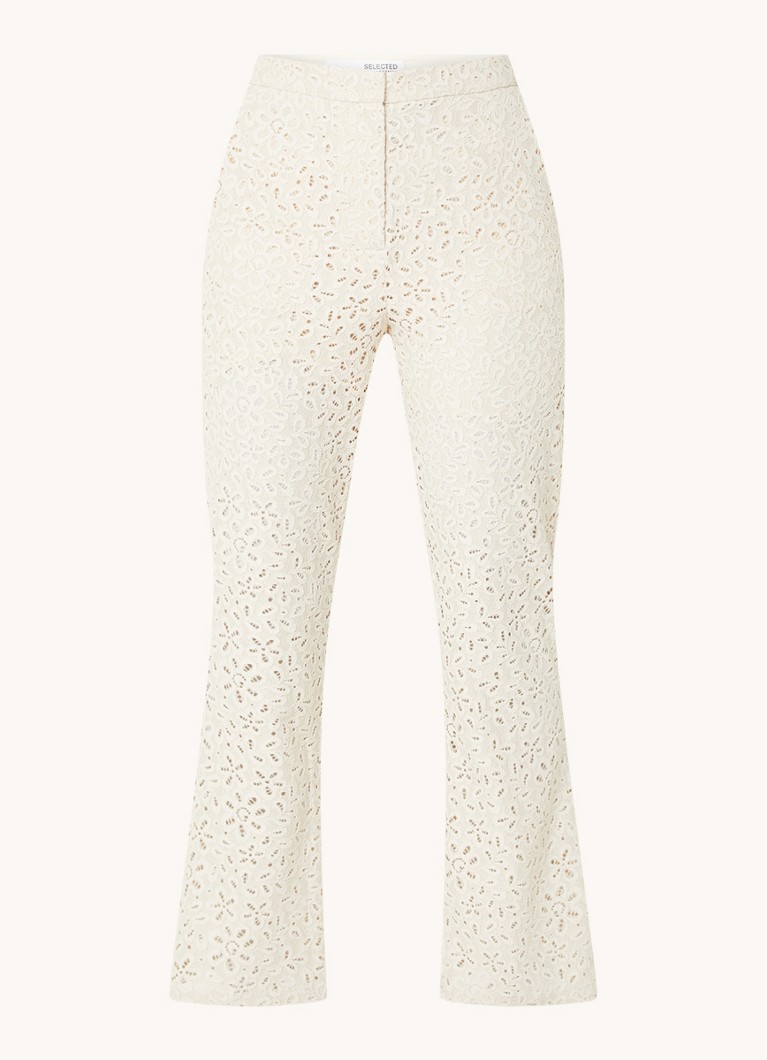 Selected Femme Karola mid-waist flared trousers with openwork design