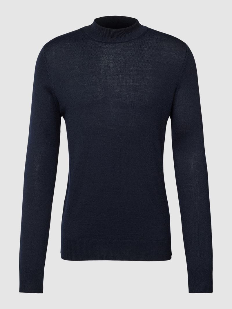 Strickpullover mit Rollkragen in marineblau