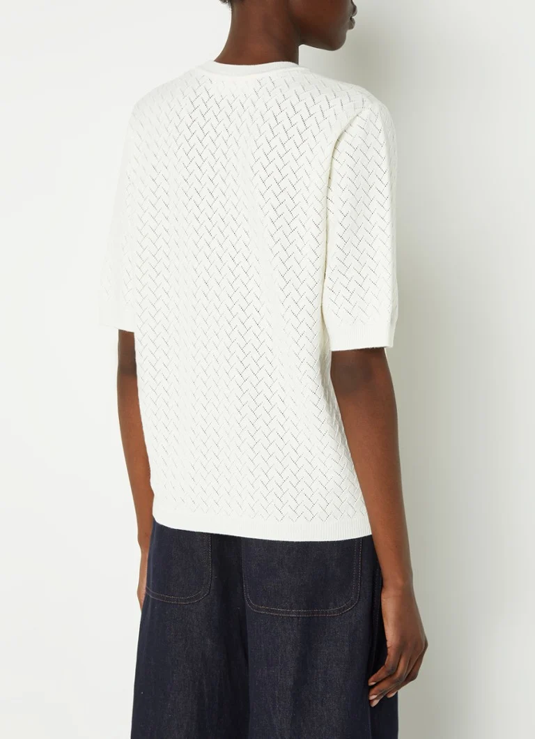 Selected Femme Helena fine-knit top with openwork design
