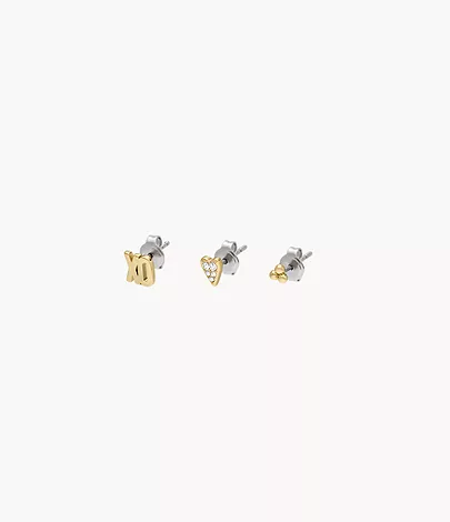 Fossil Set Ohrringe All Stacked Up Heart Metall goldfarben