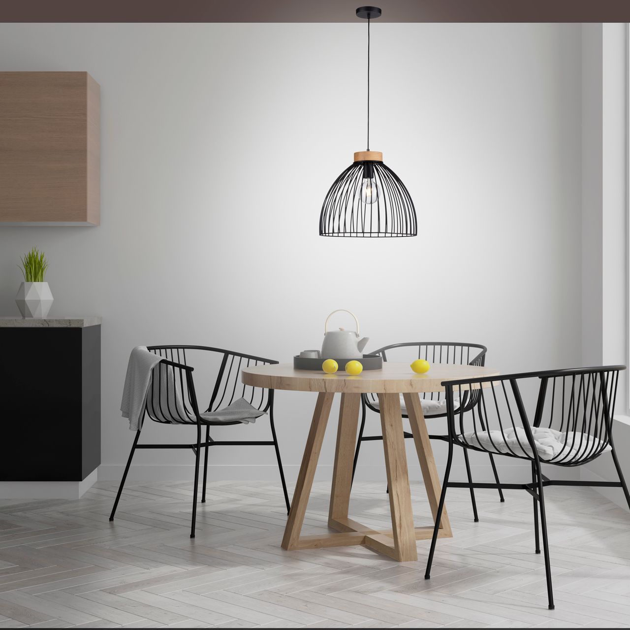 JUST LIGHT LeuchtenDirekt LAMI, Pendelleuchte 1-flammig, E27 Leuchtmittel a max. 25,00 Watt, Metallschirm, Ø40cm, schwarz