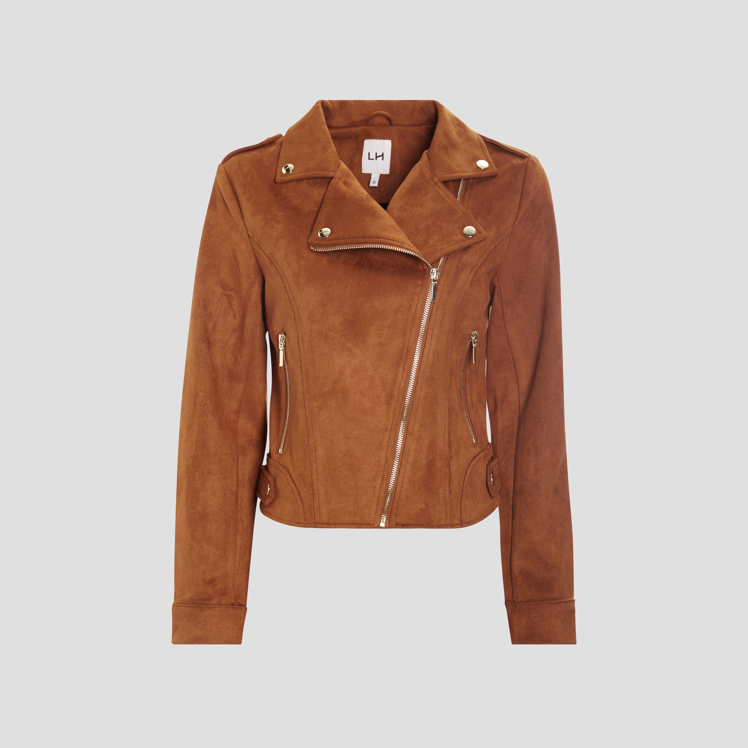 Veste esprit biker effet suédine camel femme | La Halle