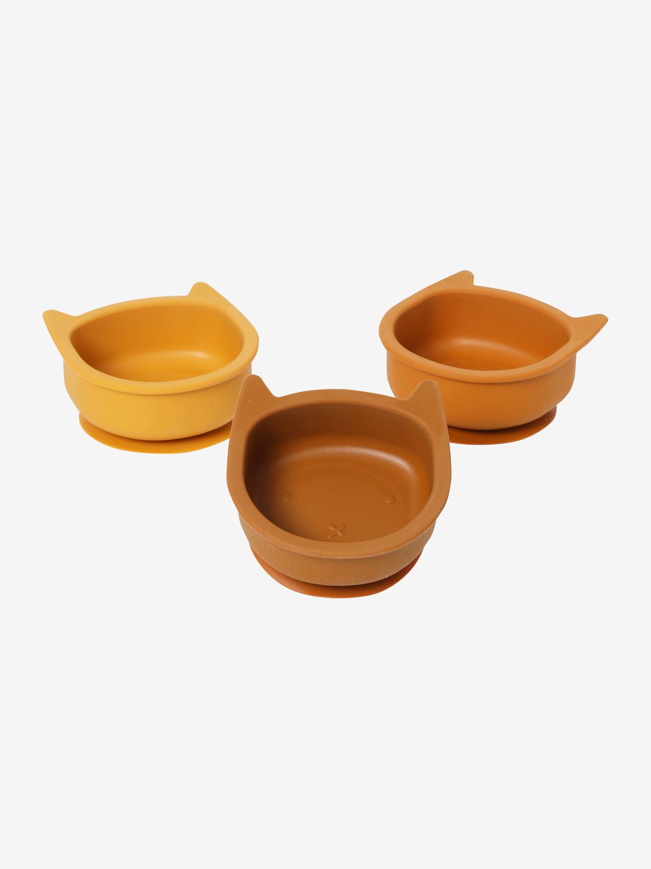 Lot de 3 bols en silicone Chat lot caramel
