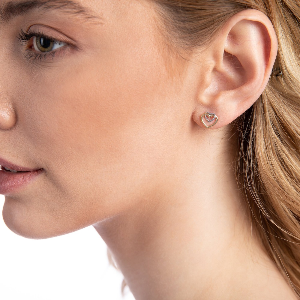 Valeria Boucles d'oreilles à fermoir à poussette 375 Or jaune, 375 Or blanc Boucles d'oreilles