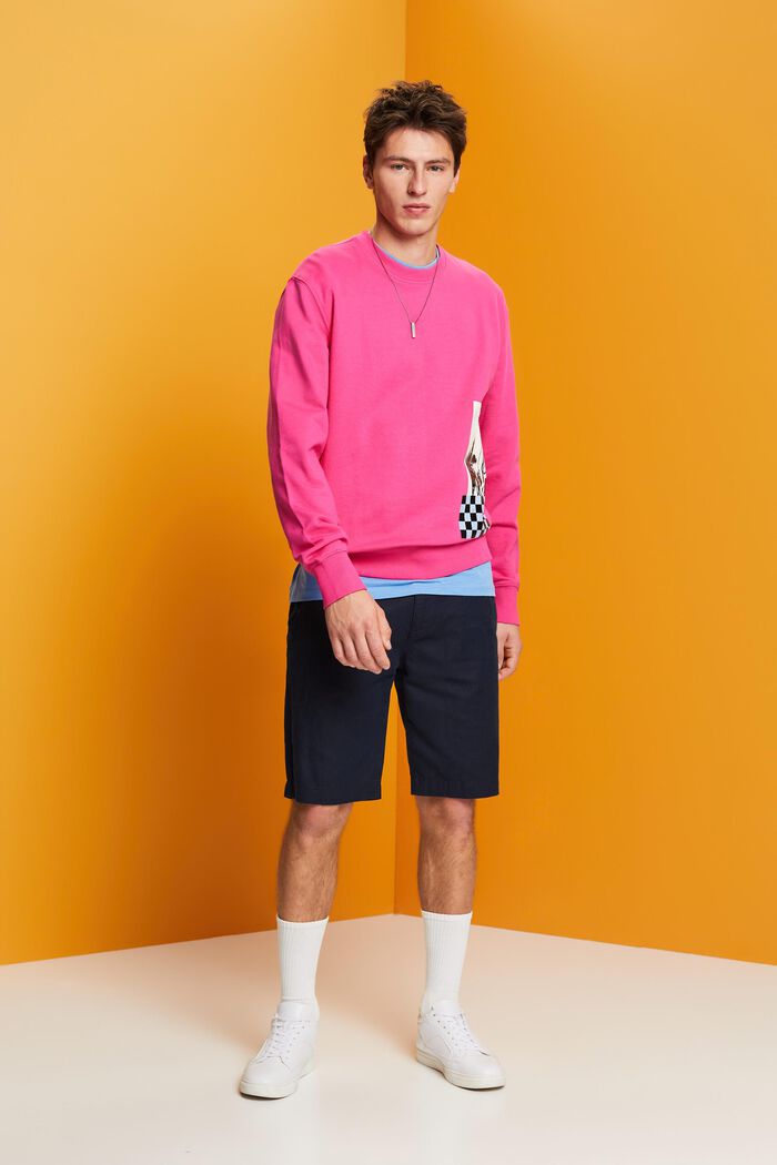 Rundhals-Sweatshirt mit Print, 100 % Baumwolle