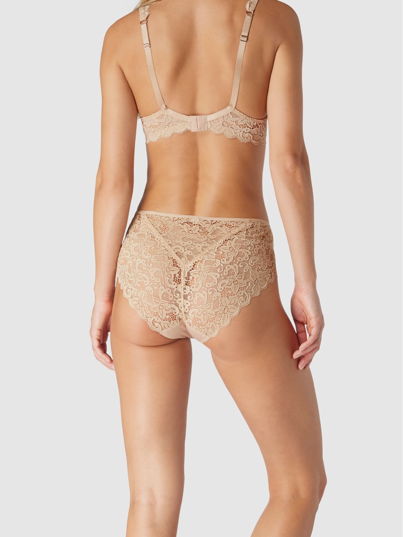 Slip aus Feinripp mit Spitzeneinsatz Modell Moments in beige