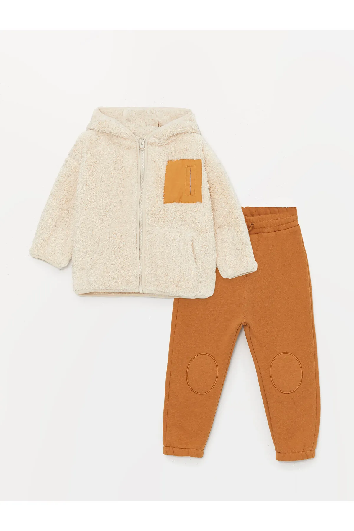 LC Waikiki  2er-Set aus Strickjacke und Hose für Babys mit Rundhalsausschnitt und langen Ärmeln und Aufdruck für Jungen