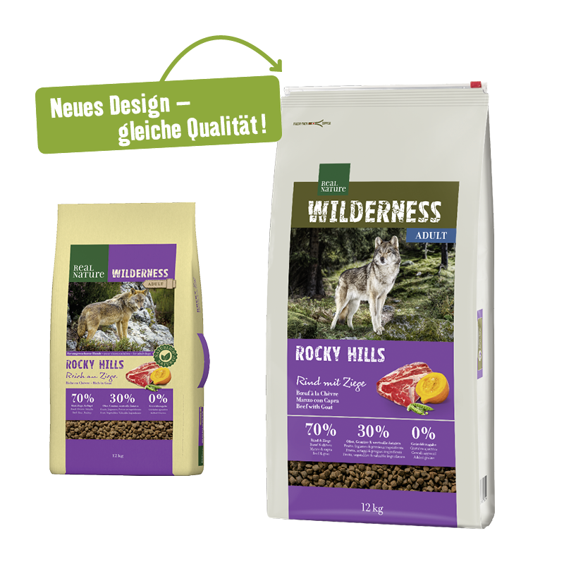 REAL NATURE Hundetrockenfutter REAL NATURE WILDERNESS Rocky Hills Rind & Ziege 12 kg