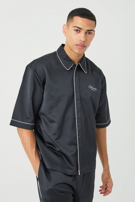 Oversized Lowkey Paradise Satin Shirt
