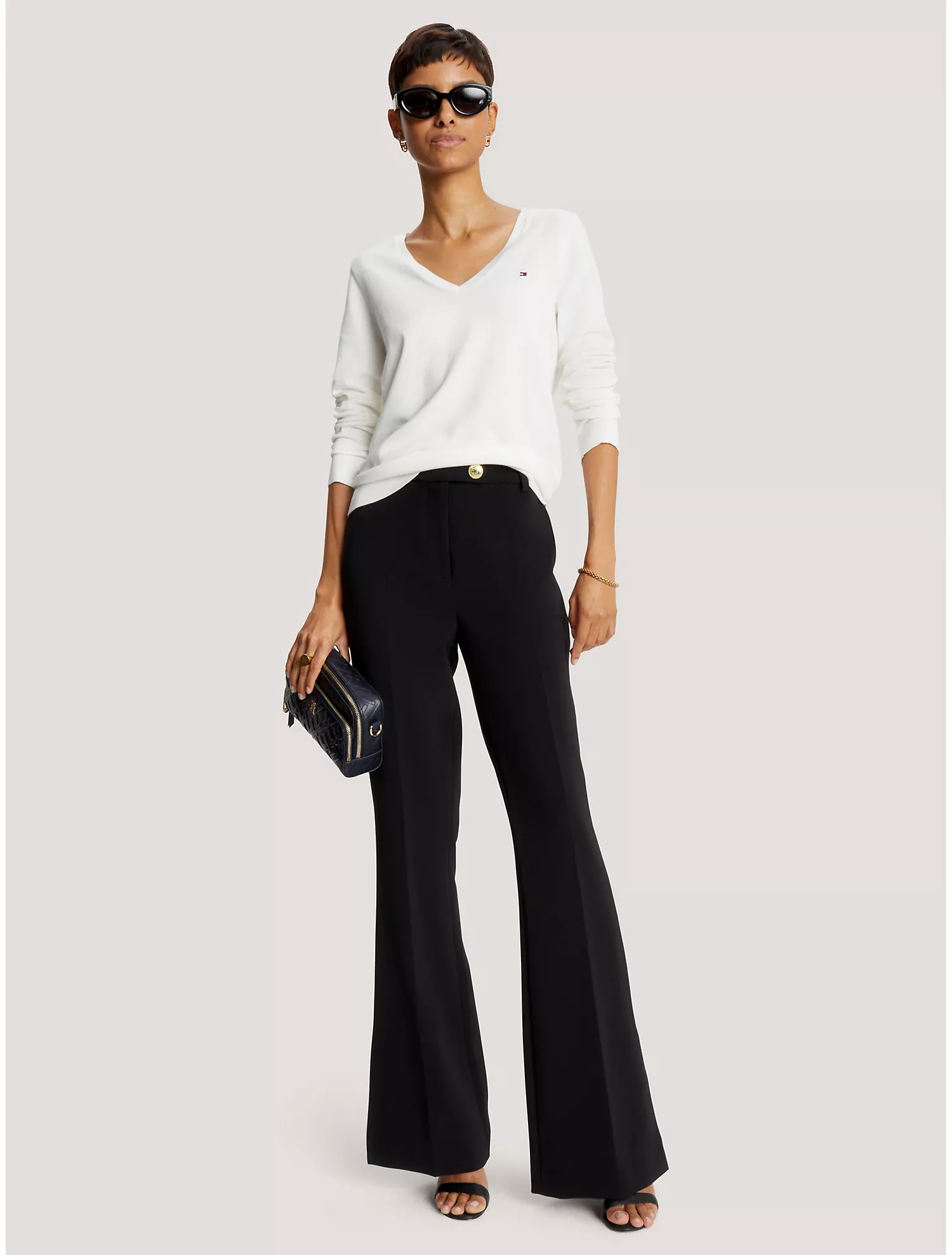 Solid V-Neck Sweater