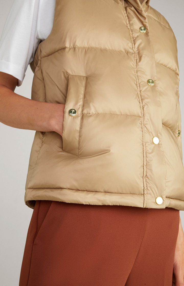 Nylon-Steppweste in Beige