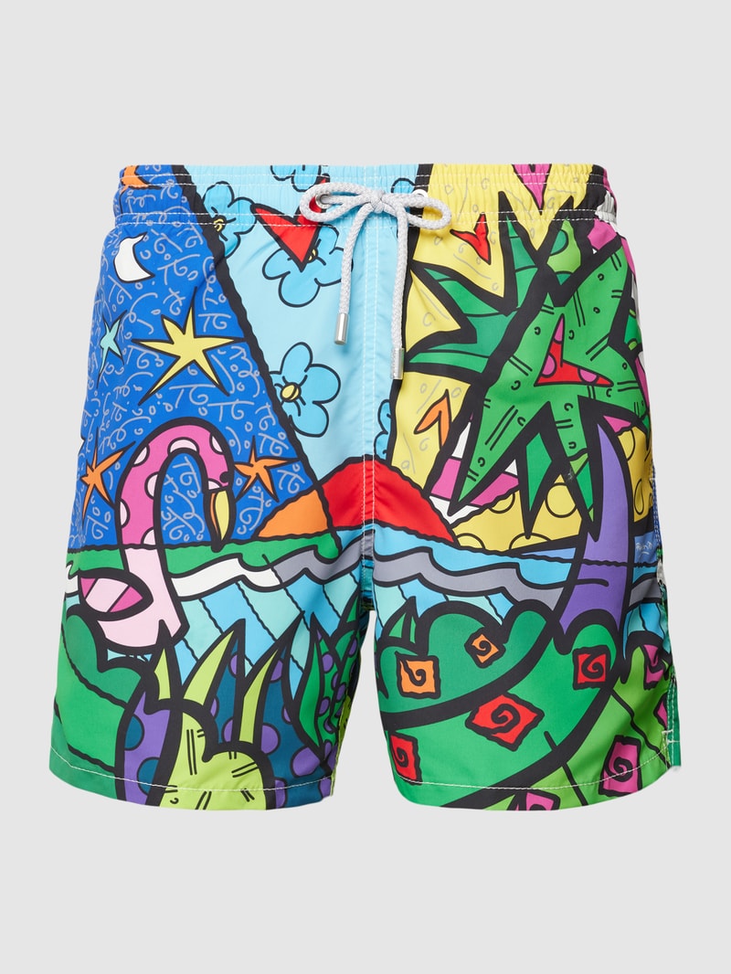 Badehose mit Allover-Muster in blau