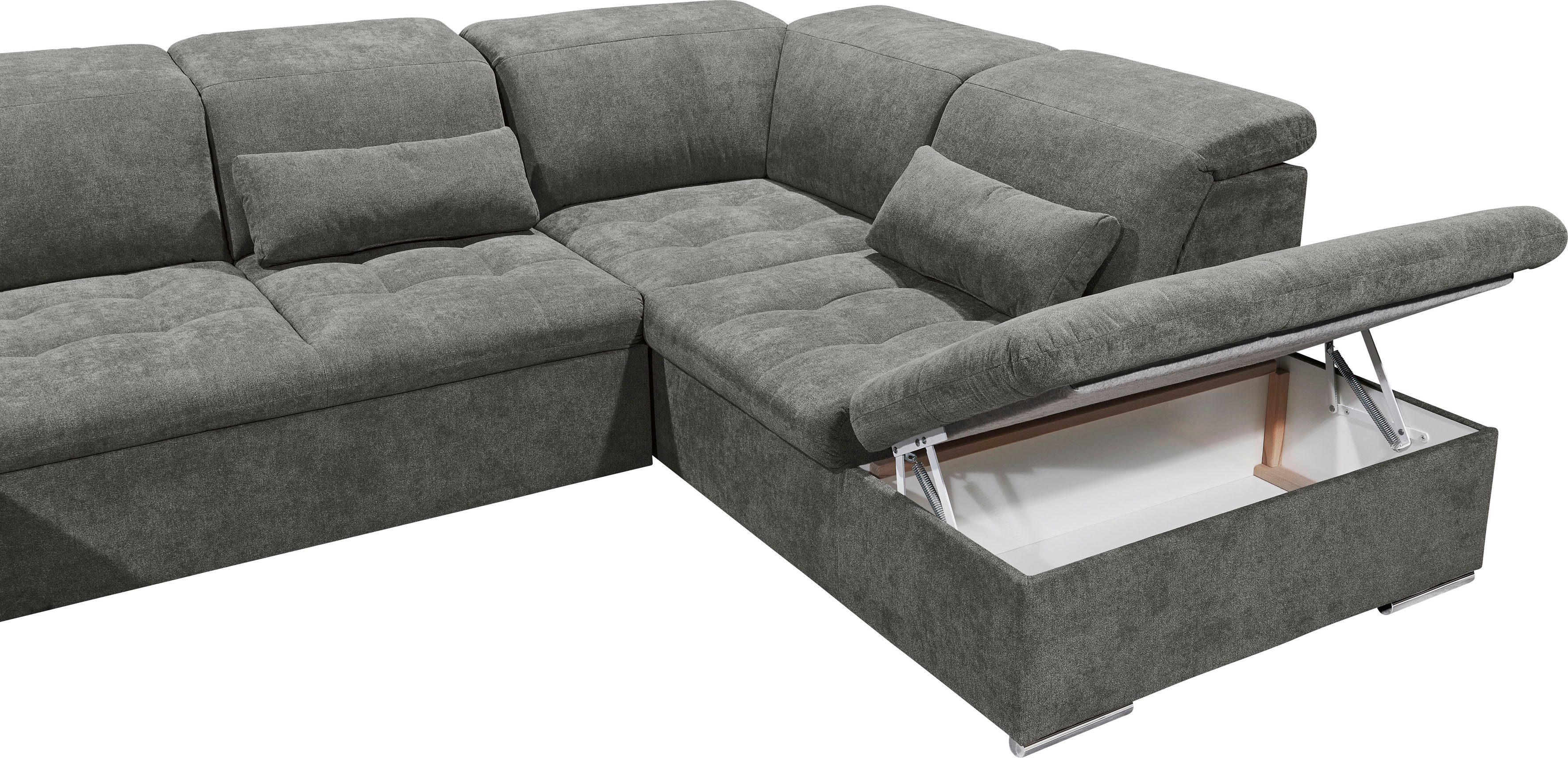ED EXCITING DESIGN Wohnlandschaft Wayne, mit Bettfunktion, Bettkasten, Nierenkissen, frei im Raum stellbar etc.
