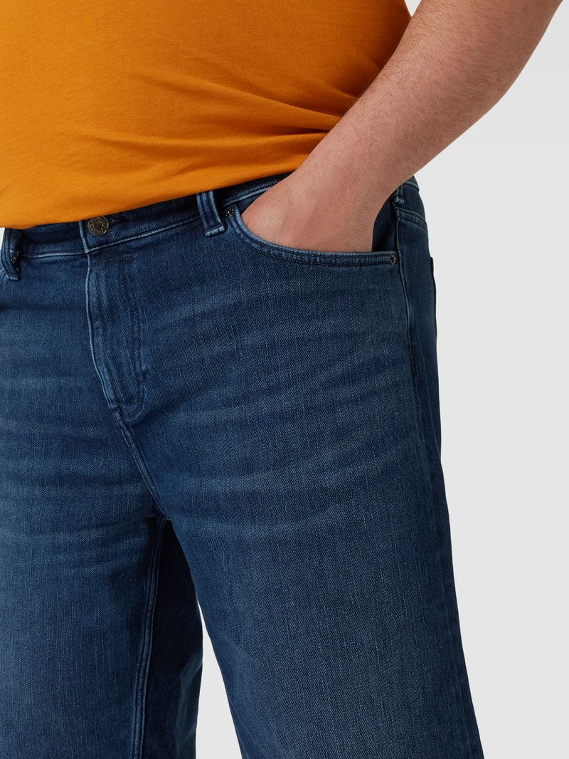 PLUS SIZE Regular Fit Jeansshorts im Used-Look in dunkelblau meliert