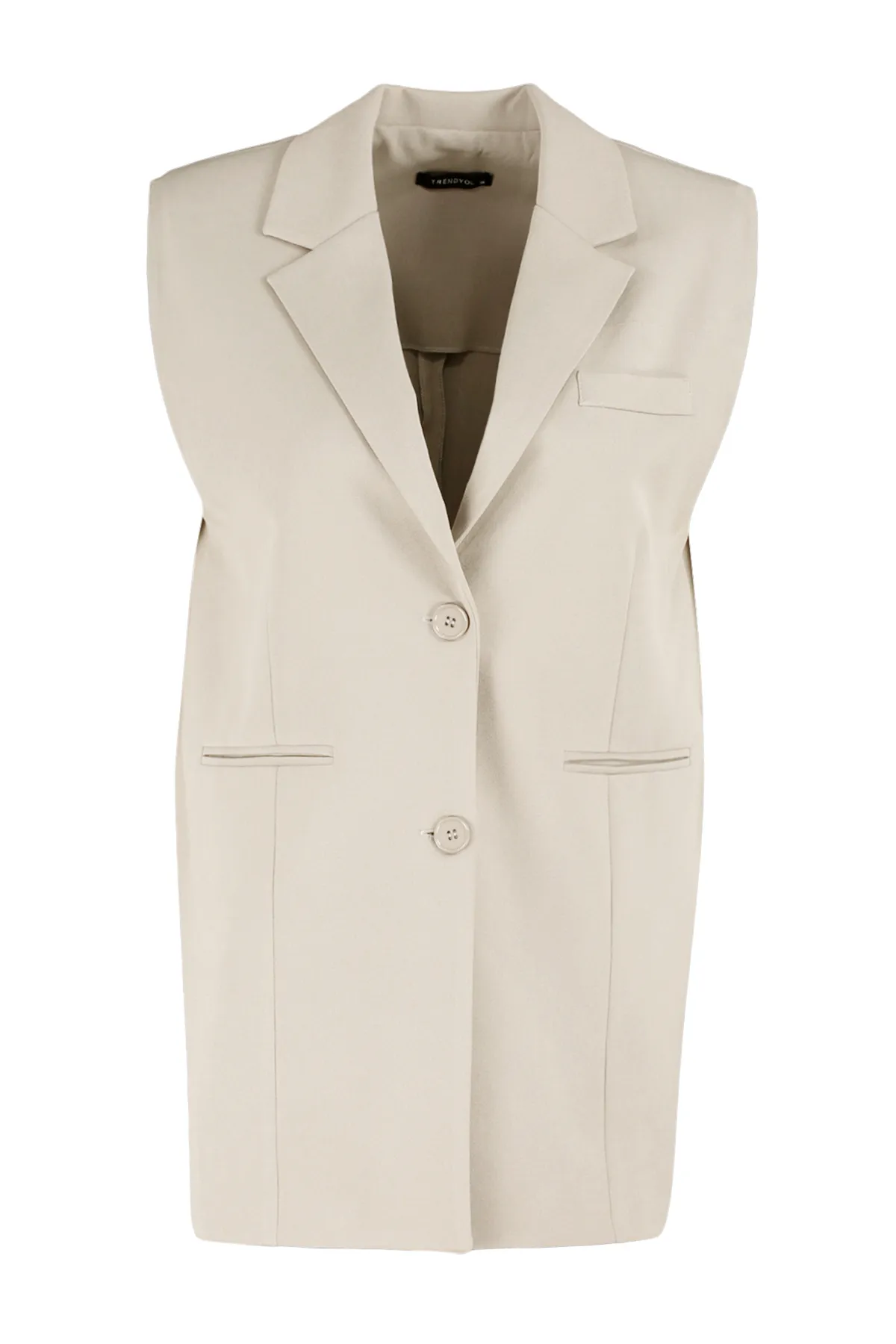 Trendyol Modest  Gefütterte, steinerne Weste mit Knopfverschluss TCTSS23YL00022