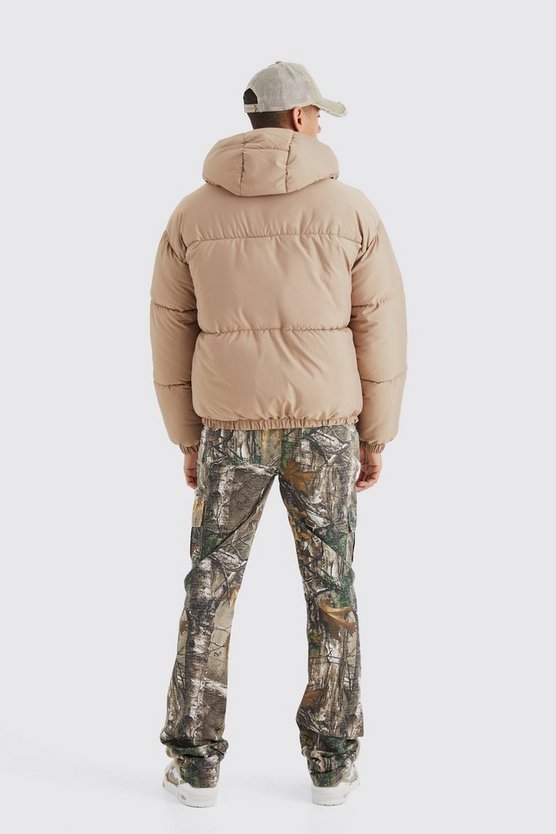 Oversize Steppjacke mit Druckknöpfen und Kapuze