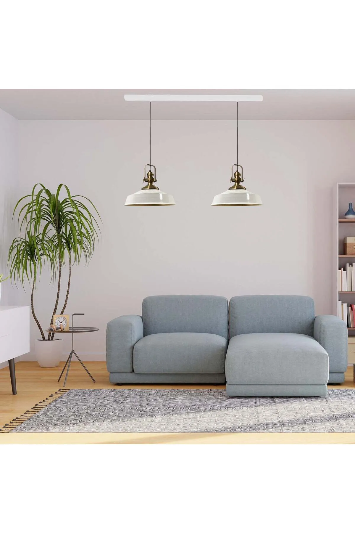 Bamyum  Pendelleuchte Asletl, 2-flammig Metall 41 cm, Weiß Lampe