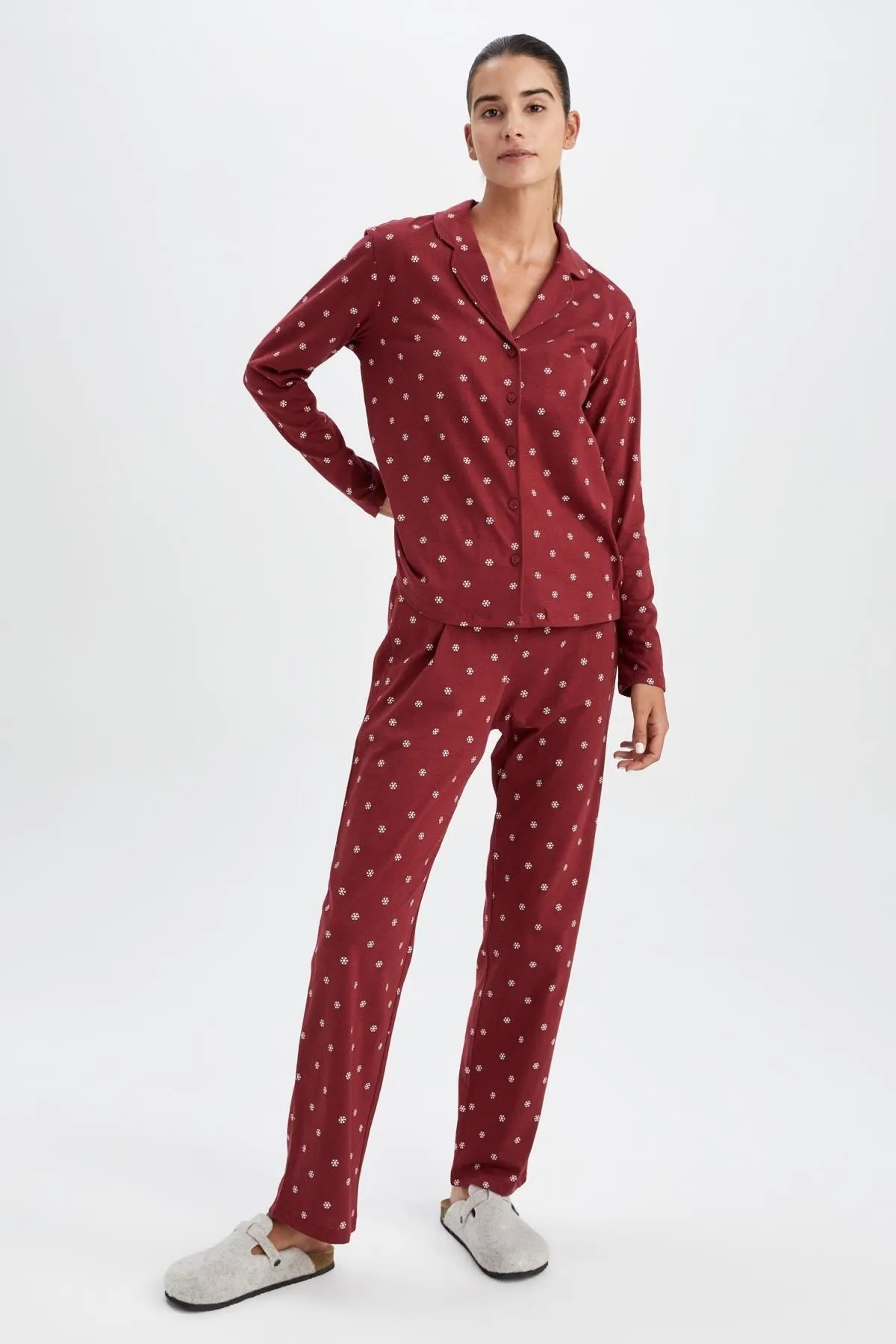 DeFacto  Langarm-Pyjama zum Verlieben im neuen Jahr, Oberteil aus 100 % Baumwolle
