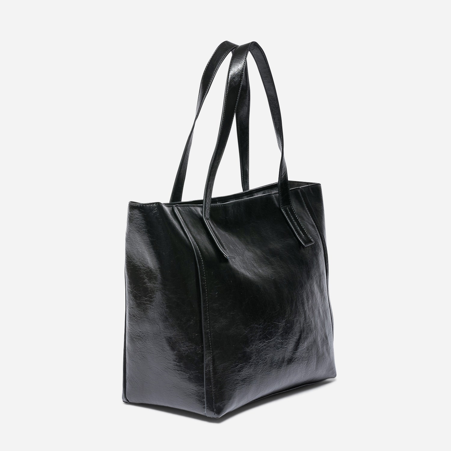 Sac cabas TEXTO noir glacé
