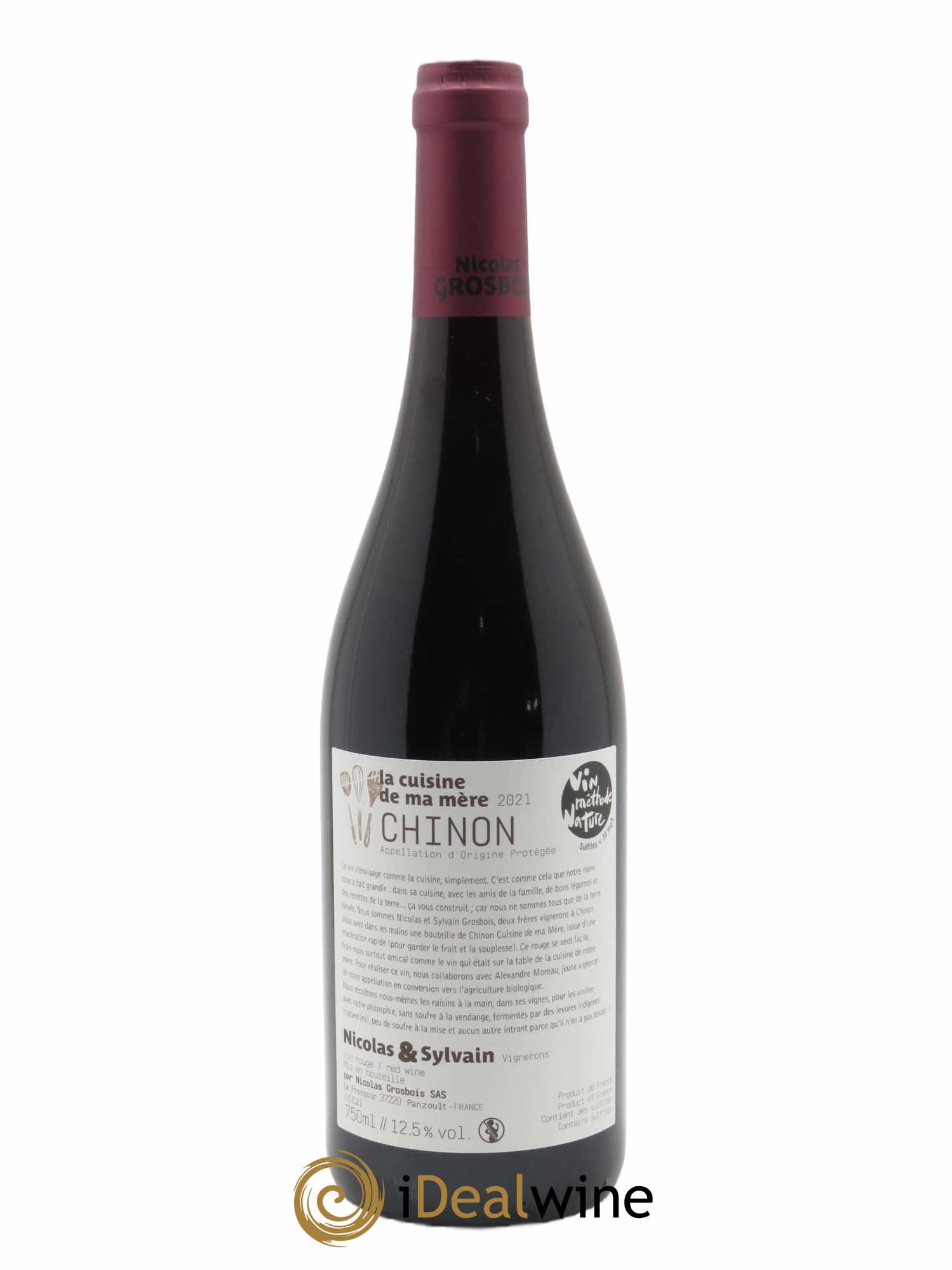 Chinon Cuisine de ma Mère Domaine Grosbois  2021 - Lot de 1 Bouteille