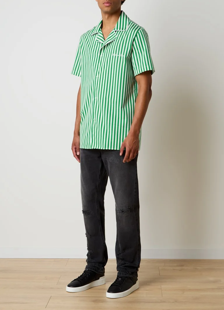 Top da pigiama a righe Balmain con ricamo del logo