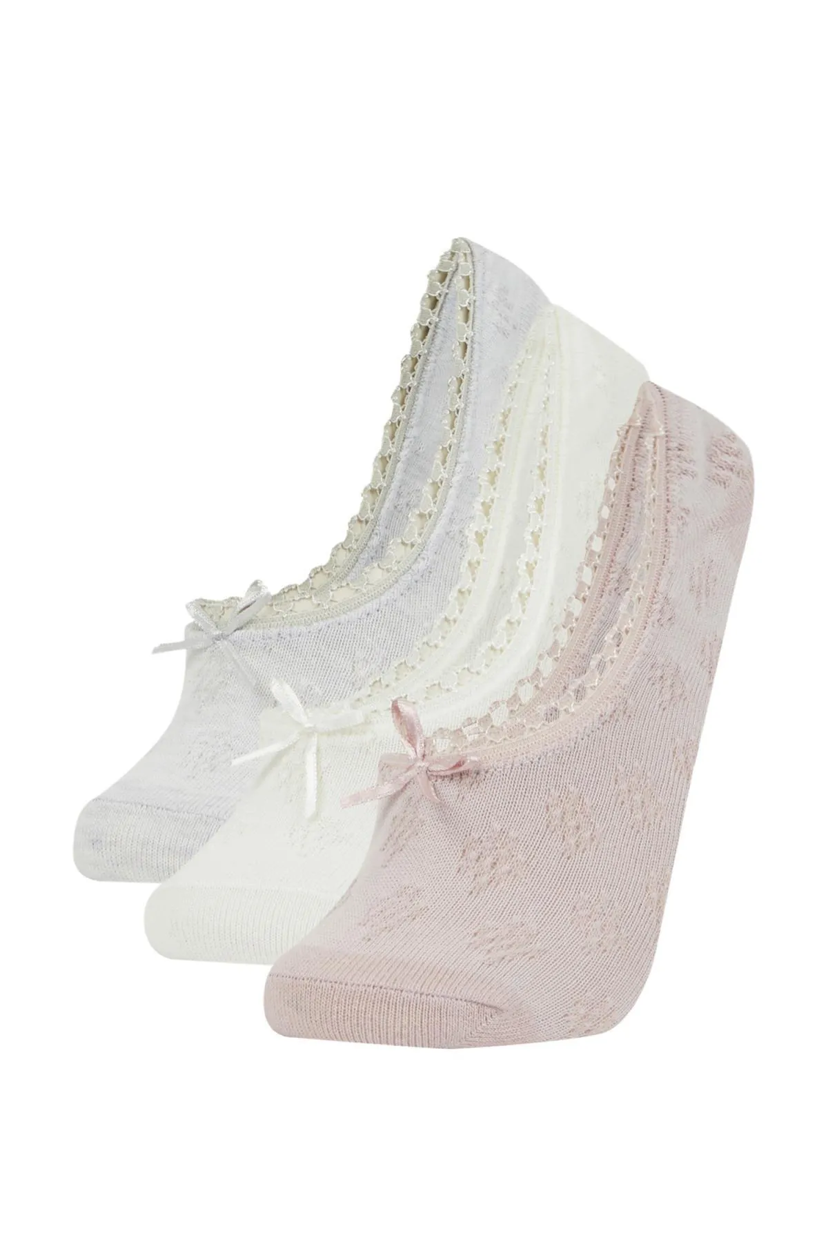 DeFacto  3-teiliges Ballerinasocken-Set aus Baumwolle mit Applikationen für Damen – B6057axns