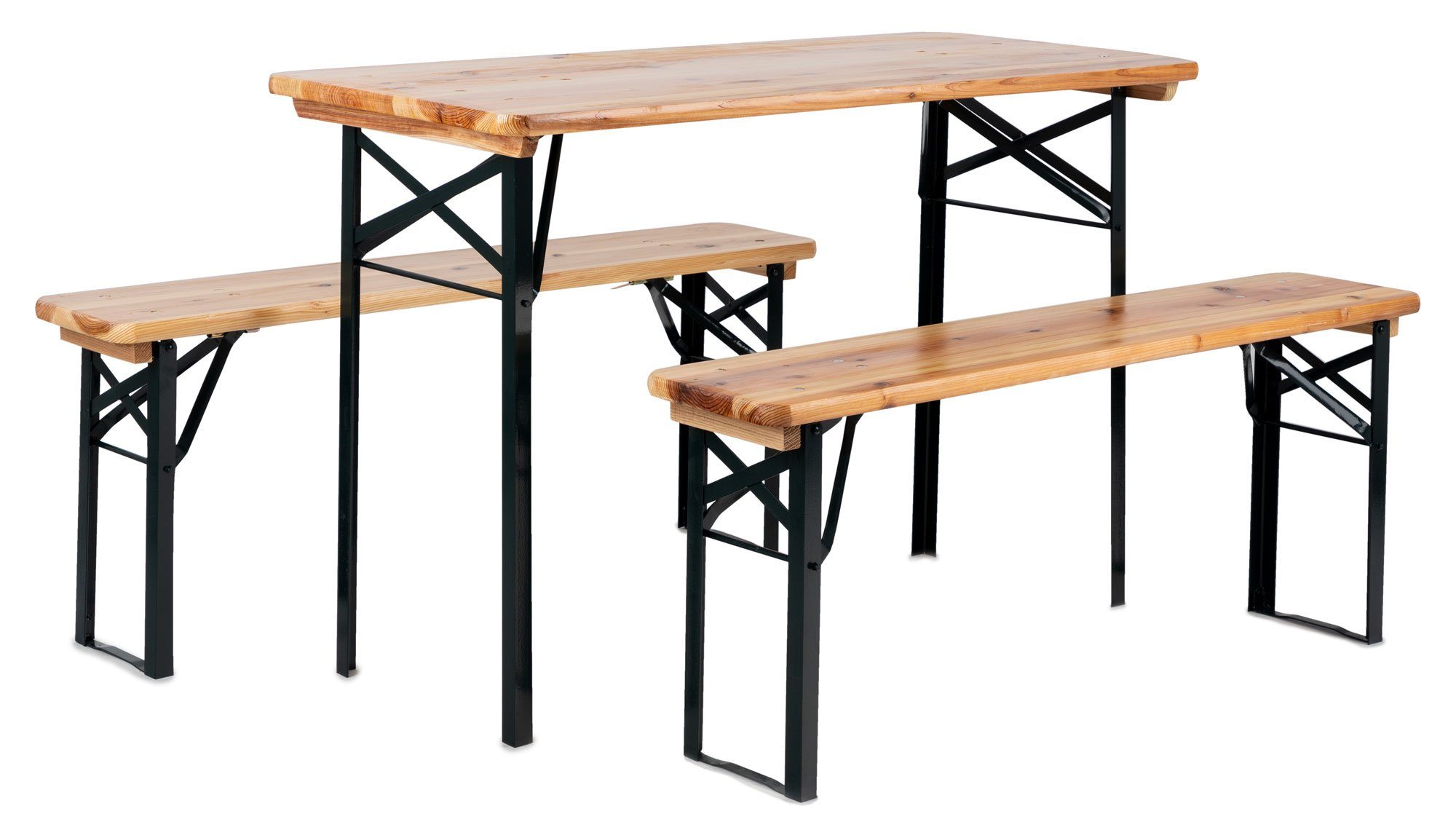 Stagecaptain Bierzeltgarnitur Hirschgarten BB-117 Sitzgarnitur 117 cm Länge, (Stehtisch Holz, 15-tlg., 10 x Bank, 5 x Tisch), Sitzmöbelset für Balkon Outdoor & Indoor, klappbar