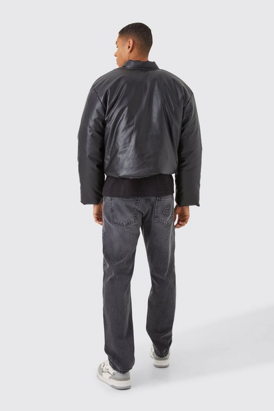 Kastige PU-Steppjacke