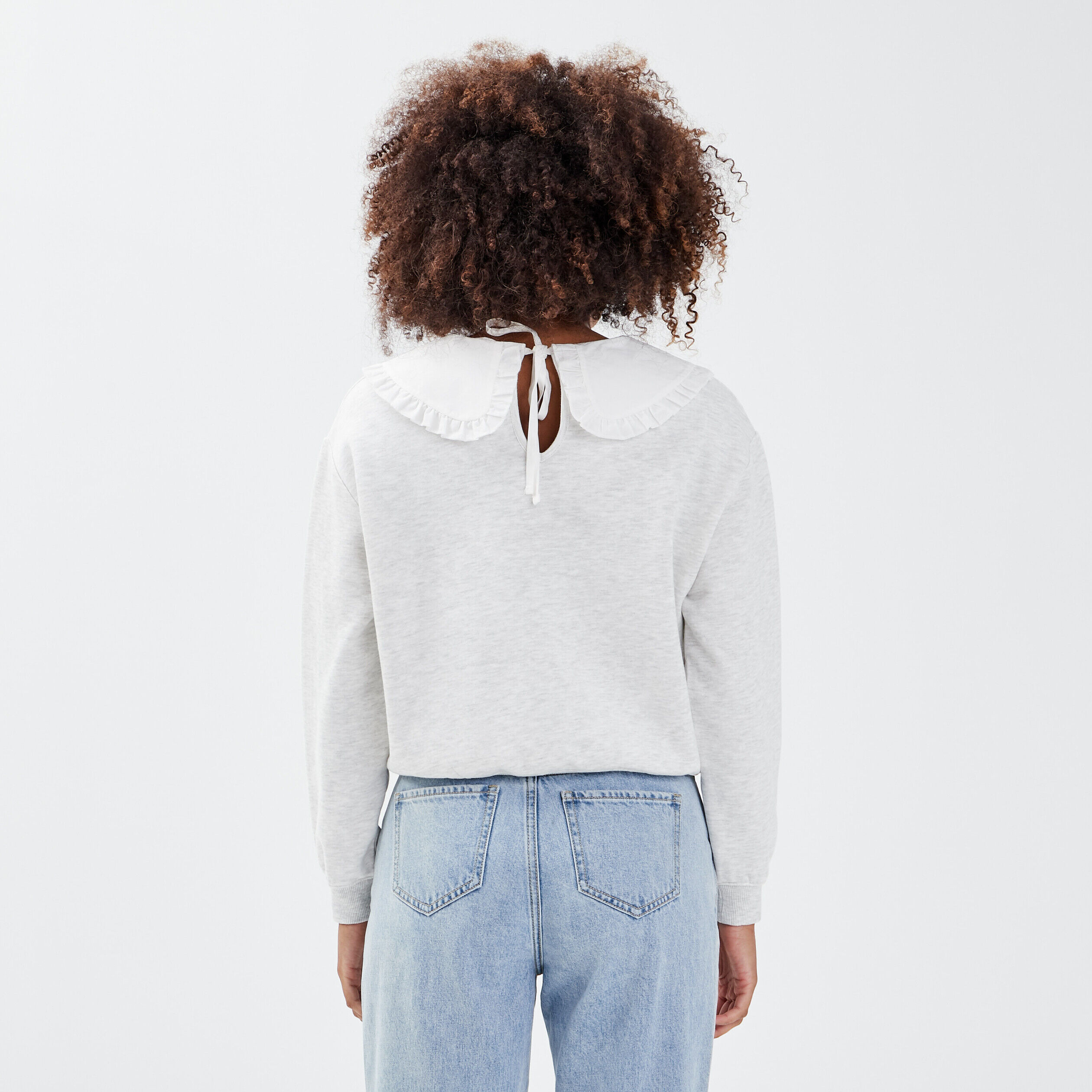 Sweat avec col claudine gris clair femme | Cache Cache