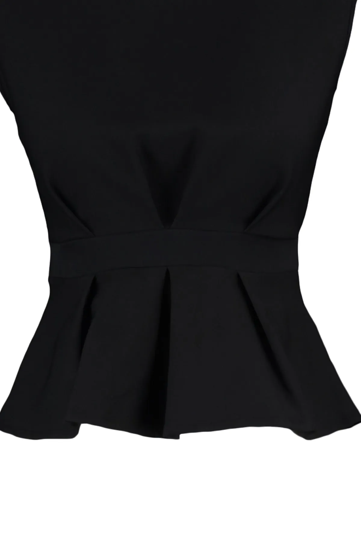 Trendyol Collection  Schwarze ärmellose Webbluse mit Rundhalsausschnitt TWOAW23BZ00559
