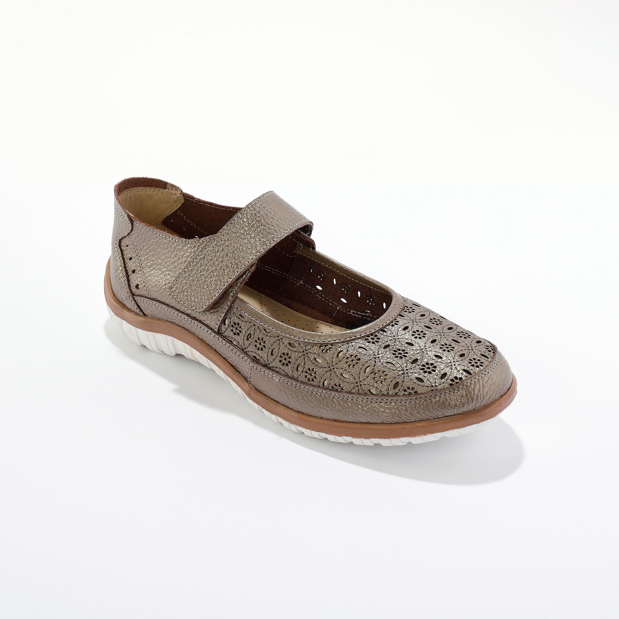 Babies cuir souple perforé, bande scratchée