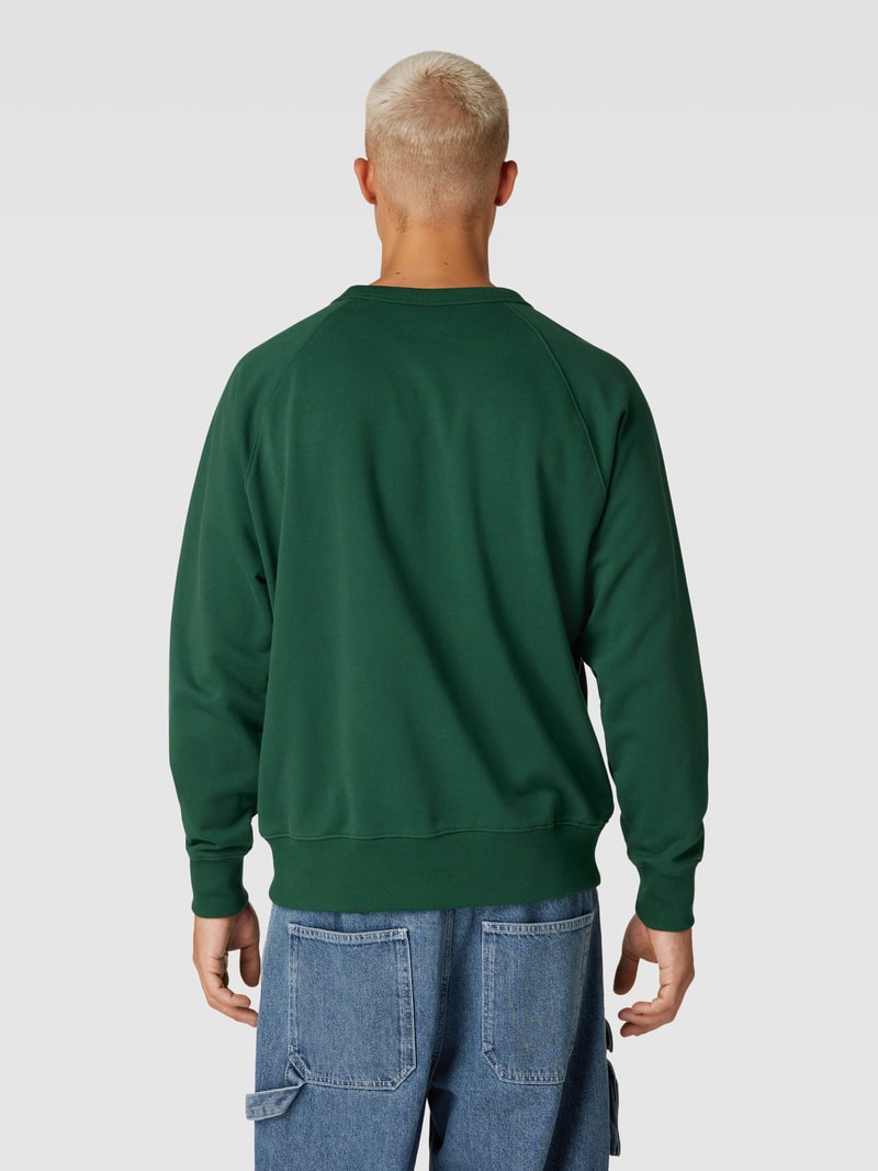 Sweatshirt mit Label-Stitching in dunkelgrün