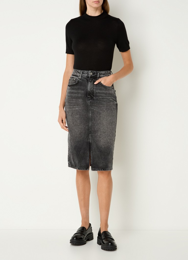 Fustă midi Sisley din denim cu buzunare laterale