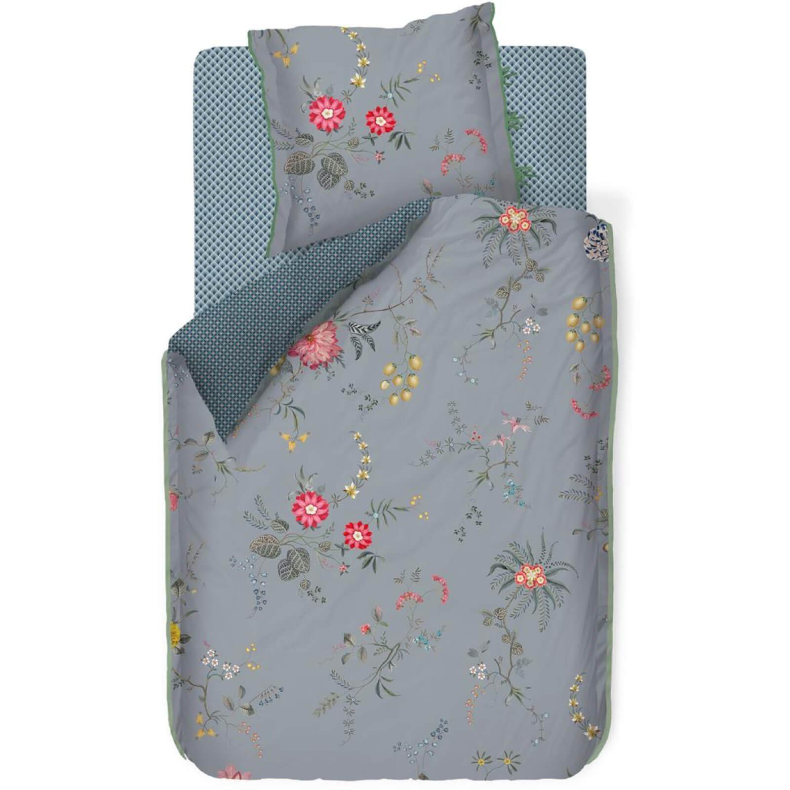 Bettwäsche Fleur Grandeur Blau, PiP Studio, Perkal, 2 teilig, Dahlien, Zweige, Muster