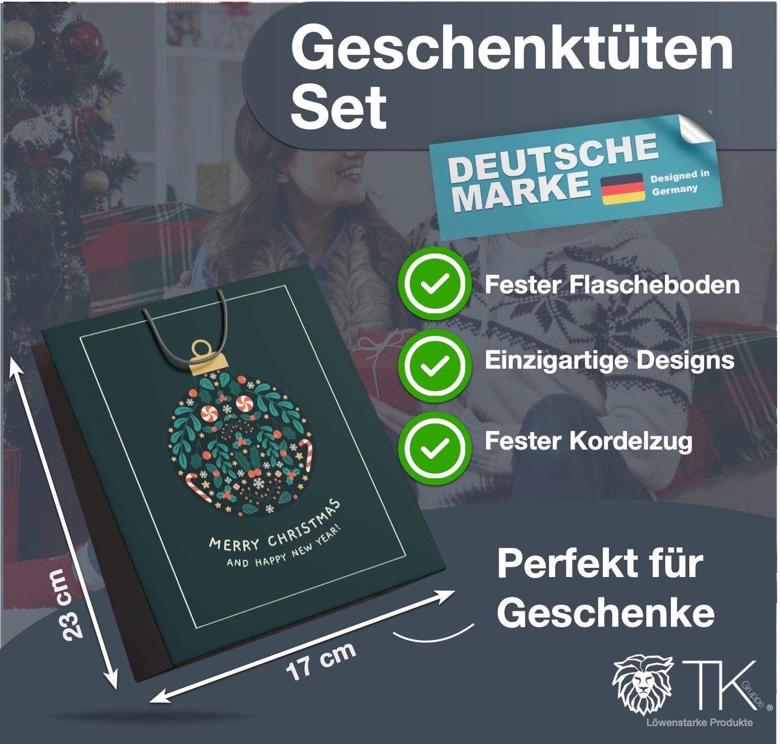 TK Gruppe Geschenkpapier 12x XXL Weihnachtstaschen Geschenktüten Geschenktaschen Modern