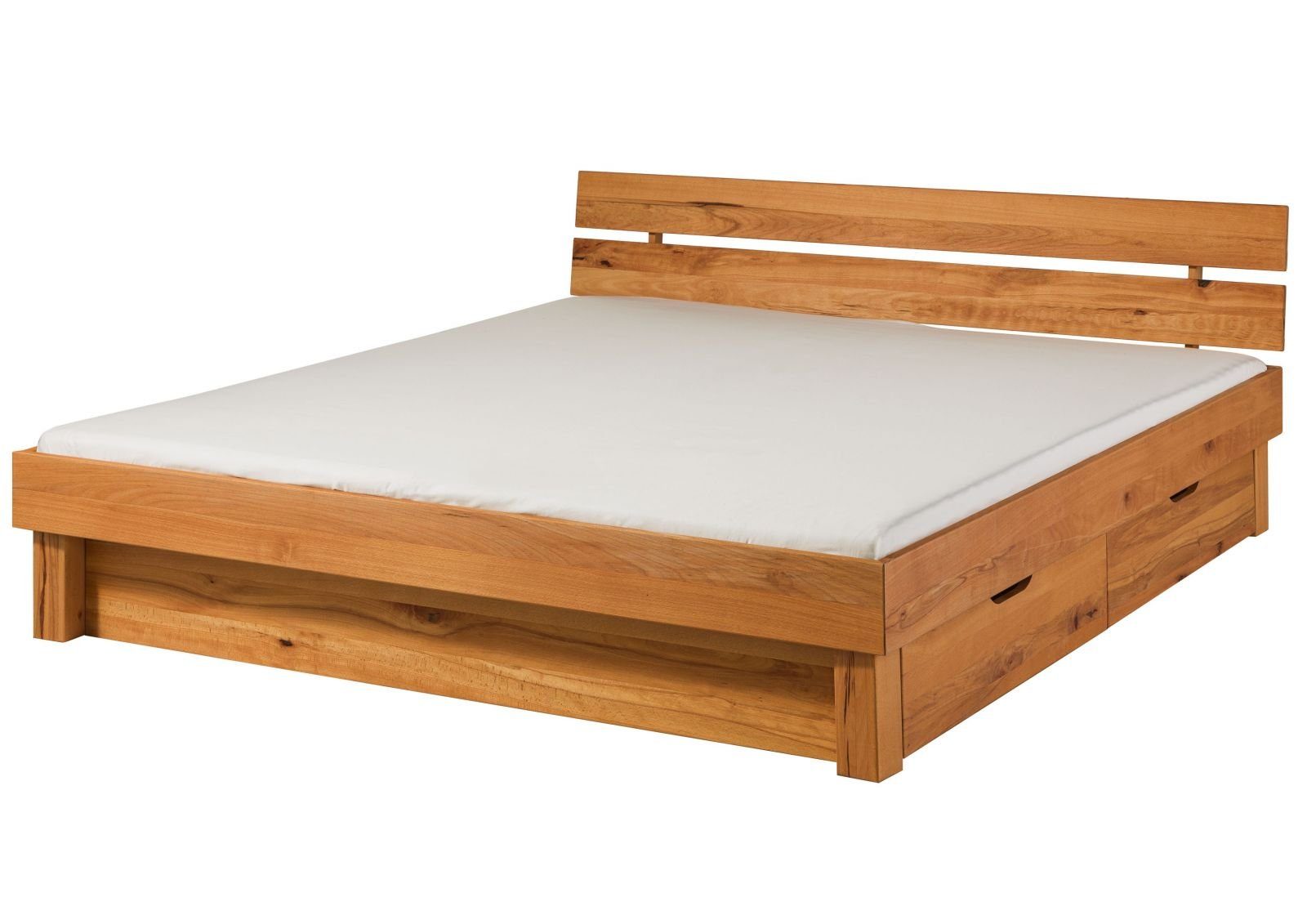 Massivmoebel24 Massivholzbett TomMe Bett 160x200 mit Schubkästen #131 Kernbuche massiv geölt