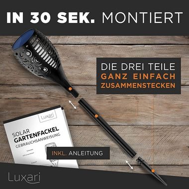 Luxari LED Gartenfackel Luxari Solar Gartenfackel − 4x Realistisches Flammenlicht