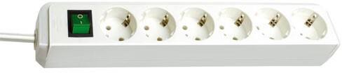brennenstuhl 1159520015 Eco-Line Steckdosenleiste 6 -fach 1,5 m Mit Schalter Weiß