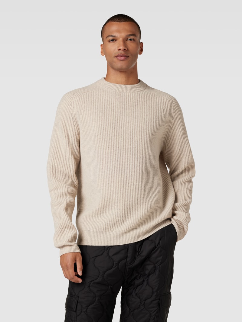 Strickpullover mit Rundhalsausschnitt in sand meliert