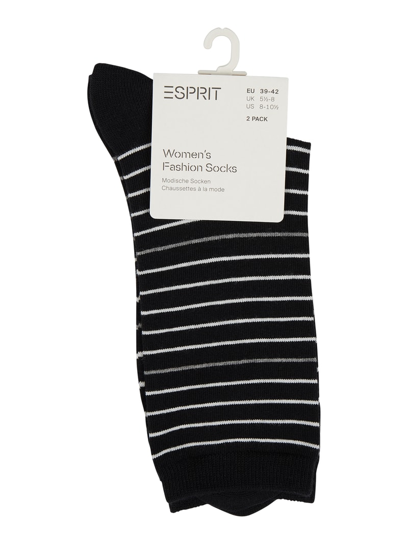 Socken mit Stretch-Anteil im 2er-Pack in schwarz