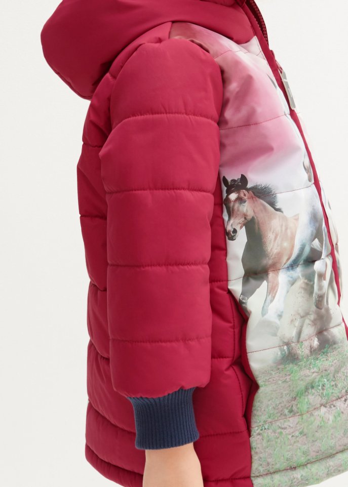 Mädchen Winterjacke mit Pferdemotiv, wasserabweisend und winddicht