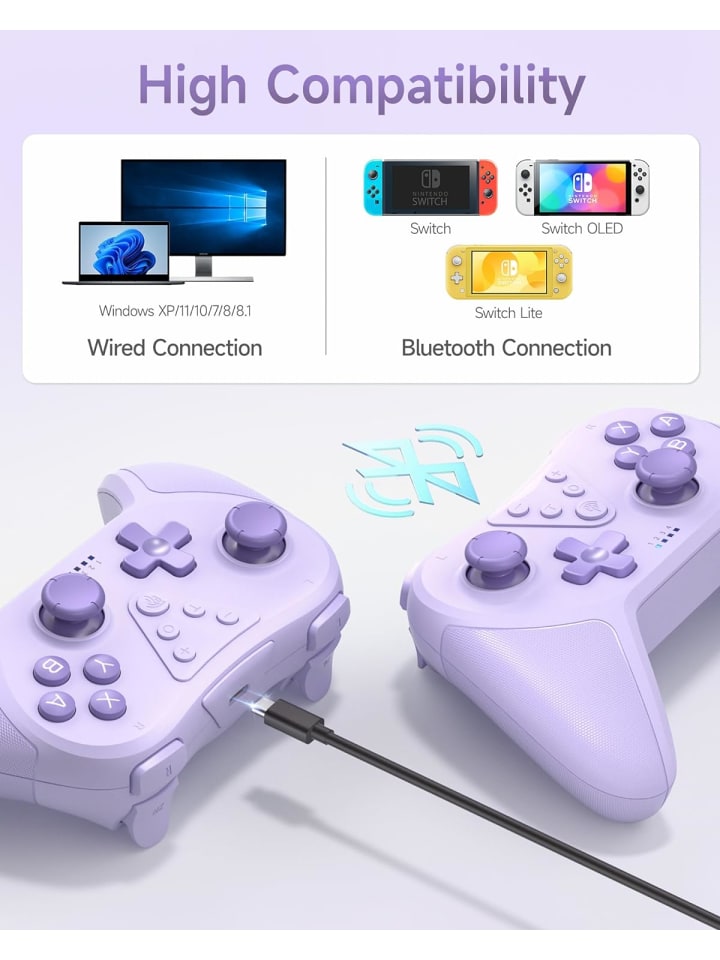 COFI 1453 Bluetooth Controller, Switch Controller mit 6-Axis Motion in Lila günstig kaufen 1