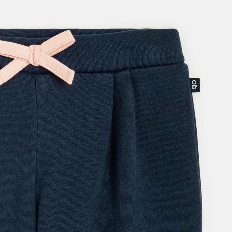 Pantalon molleton fleuri bleu bébé fille