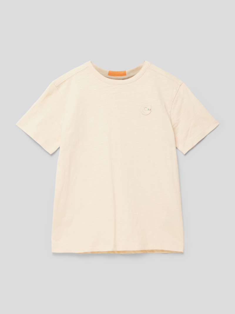T-Shirt mit Label-Print in ecru
