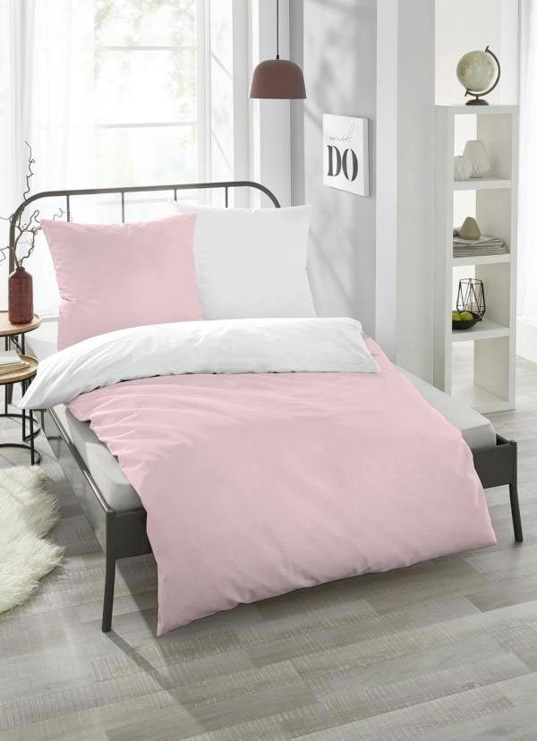 Wendebettwäsche Uni-Microfaser-Satin in Gr. 135x200 oder 155x220 cm, Castell - Markenbettwäsche, Microfaser-Satin, 2 teilig, pflegeleichte Bettwäsche mit Reißverschluss, Bettwäsche mit Wendeoptik
