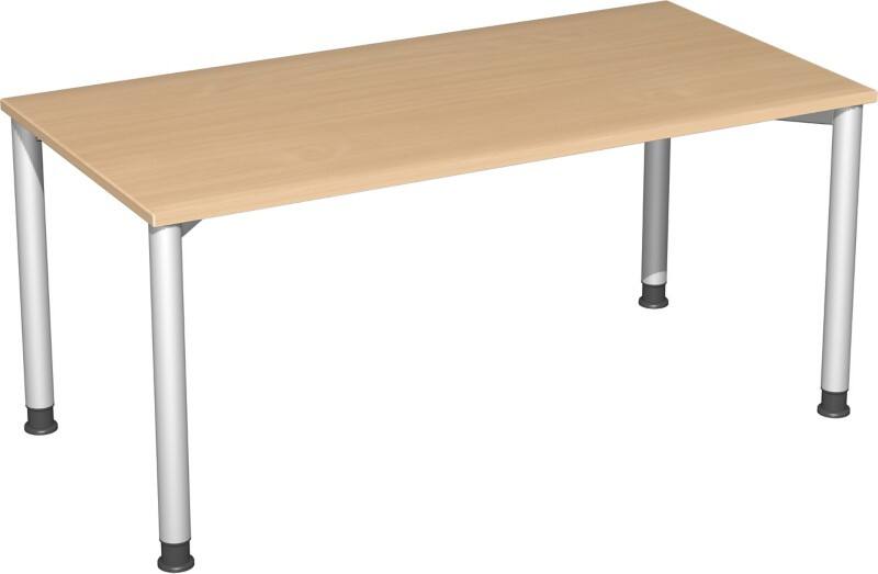 4 Fuß Flex Schreibtisch höhenverstellbar, 1600x800x680-800, Buche/Silber